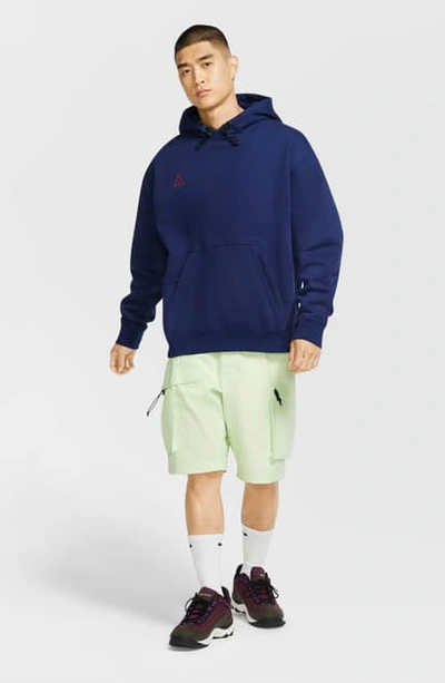 Nike Acg Cotton Blend Sweatshirt Hoodie In Blue Void/ Dark Beetroot