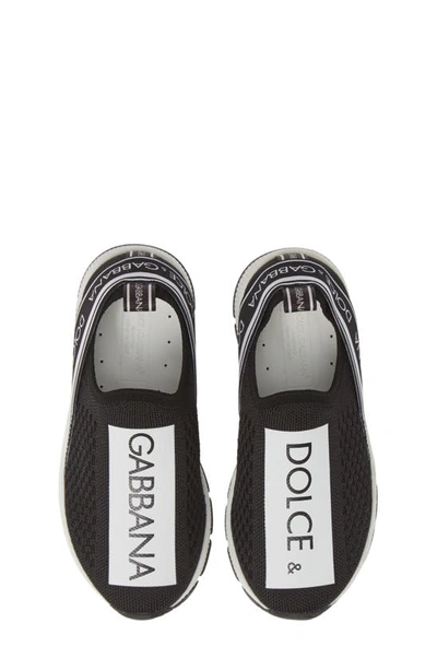 Dolce & Gabbana Dolce&gabbana Logo Knit Slip-on Sneaker In White / Black
