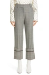 MONSE CUFF HEM PLAID STRAIGHT LEG WOOL BLEND PANTS,MP200724SUI