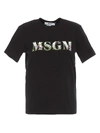 MSGM CARNIVOROUS PLANTS LOGO T-SHIRT IN BLACK