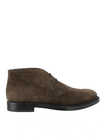 Tod's Grey Casual Suede Desert Boots In Brown