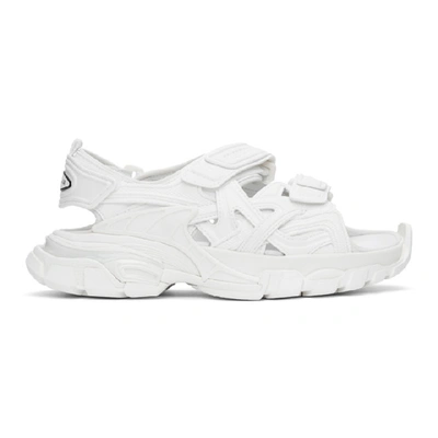 Balenciaga Track Logo-detailed Leather And Rubber Sandals In White