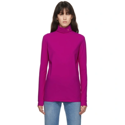 Raf Simons R-embroidered Roll-neck Jersey Top In 00033 Fuchi