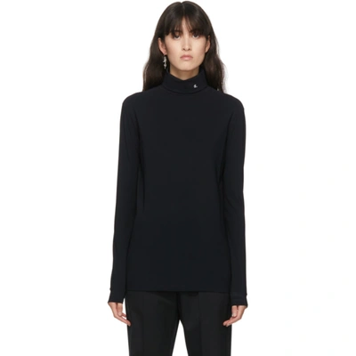 Raf Simons Black Nylon R Turtleneck In 00099 Black