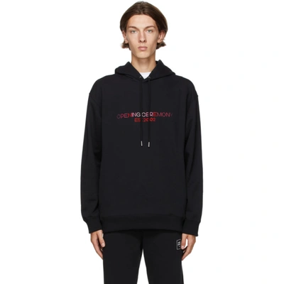 Opening Ceremony Embroidered Logo Drawstring Hoodie In Deep Smoke