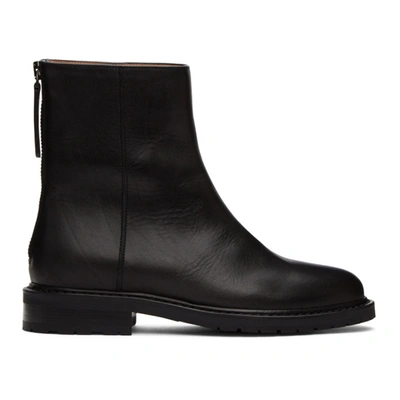 Legres Black Leather Officer Boots