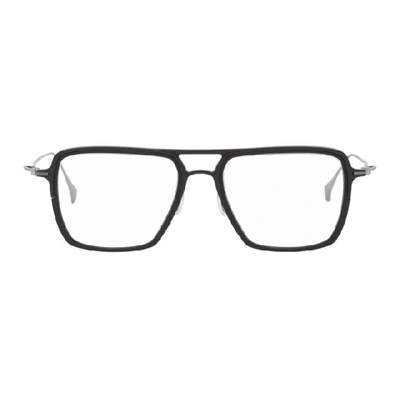 Yohji Yamamoto Black Square Aviator Glasses In 002 Black