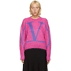 VALENTINO VALENTINO PINK FLUFFY MOHAIR VLOGO SWEATER