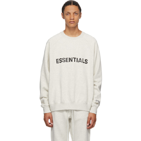 Essentials Grey Heather Crewneck Pullover Sweatshirt In Oatmeal Heather ...