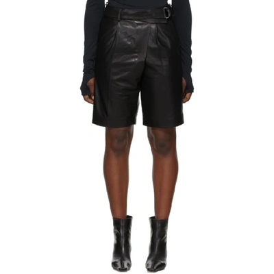 Helmut Lang High-rise Leather Bermuda Shorts In Onyx