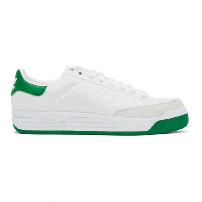 Adidas Originals White & Green Mesh Rod Laver Sneakers
