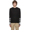 NEIL BARRETT BLACK WOOL CREWNECK STRIPE SWEATER