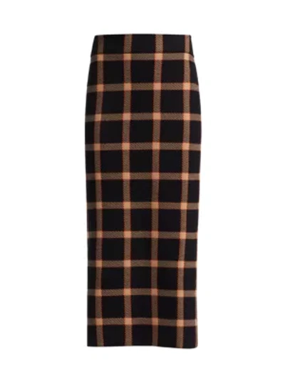 Akris Punto Intarsia Milano Wool Midi Pencil Skirt In Black Multi