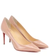 Christian Louboutin Kate Pointed Toe Patent Leather Pump In Nude