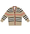 BURBERRY ICON STRIPE WOOL AND CASHMERE CARDIGAN,P00486058