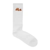 PALM ANGELS WHITE BEAR-EMBROIDERED COTTON-BLEND SOCKS,3268845