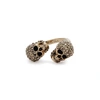 Alexander Mcqueen Woman Double-skull Ring With Crystals In Gold