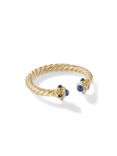 David Yurman 18kt Yellow Gold 2.3mm Renaissance Sapphire Ring In Blue Sapphire