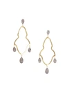 SYLVA & CIE WOMEN'S 18K YELLOW GOLD, STERLING SILVER & GREY DIAMOND LARGE GYPSY DROP EARRINGS,0400096976296