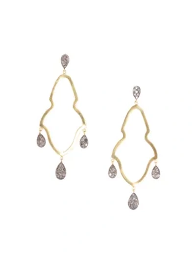 Sylva & Cie Women's 18k Yellow Gold, Sterling Silver & Grey Diamond Large Gypsy Drop Earrings