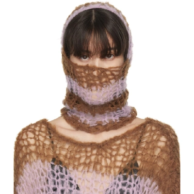 Raf Simons Pink And Tan Hand-knit Balaclava In 06531 Pink