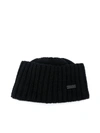 Saint Laurent Logo Plaque Cashmere Beanie In Black