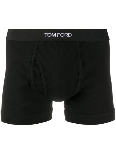 Tom Ford Logo Stretch-cotton Boxer Briefs In Black