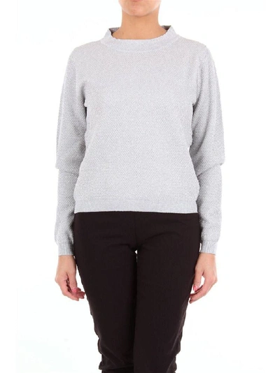 Moschino Couture Crew Neck Sweater With Long Sleeves In Silver Color