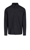 Prada Slim Stretch Cotton Poplin Shirt In Black