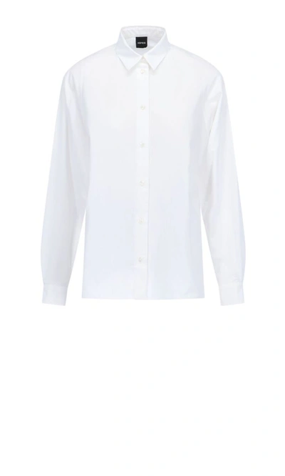 Aspesi Band-collar Long-sleeve Shirt In White