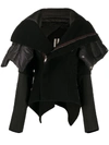 RICK OWENS OFF-CENTRE PADDED COLLAR JACKET