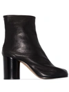 Maison Margiela Ankle Boots In Premium Sheepskin Leather With Unique Toe Design And Chunky Heel In Black