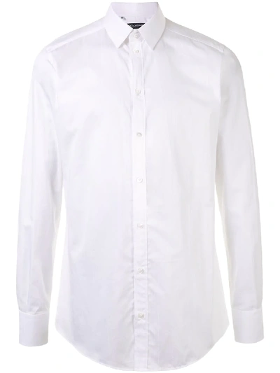 Dolce & Gabbana Men's Point-collar Hidden-button Dress Shirt In White