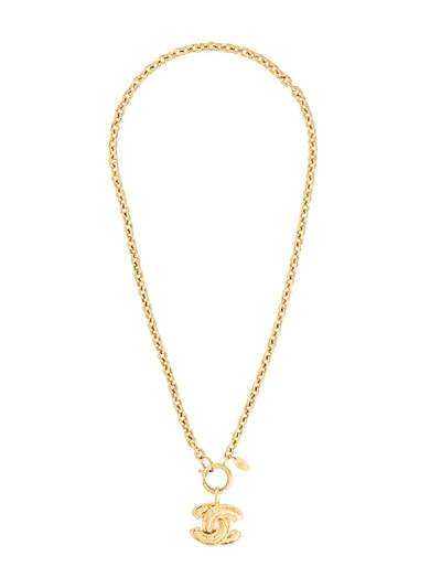 Pre-owned Chanel Cc Pendant Chain Necklace In Gold