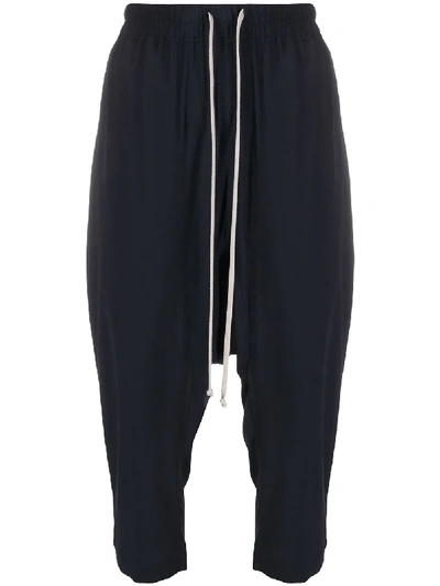 Rick Owens Cropped Track Pants In Blue