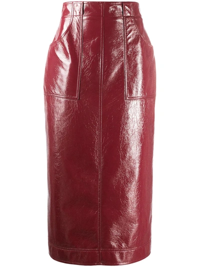 Philosophy Di Lorenzo Serafini Bordeaux Faux Patent Leather Longuette Skirt In Red