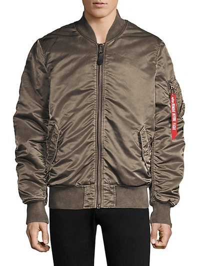 Alpha Industries Battleworn Ruched Bomber Jacket In New Silver