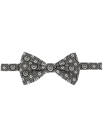 Dolce & Gabbana Geometric Print Silk Bow Tie In Brown