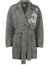 BOUTIQUE MOSCHINO CHECK WAIST-TIED COAT