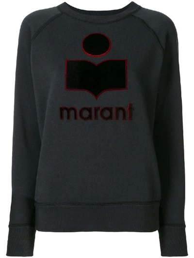 Isabel Marant Étoile Long-sleeved Embroidered Logo Sweatshirt In Blue