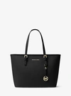 Michael Kors Jet Set Travel Small Saffiano Leather Top-zip Tote Bag In Black