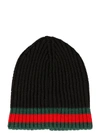 GUCCI WEB TRIM KNITTED BEANIE,11481957