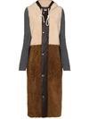 PLAN C PANELLED SHEARLING COAT