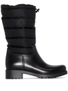 MONCLER BLACK GINETTE PADDED LEATHER BOOTS