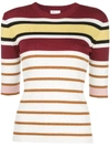 ROSETTA GETTY STRIPED SHORT-SLEEVE JUMPER