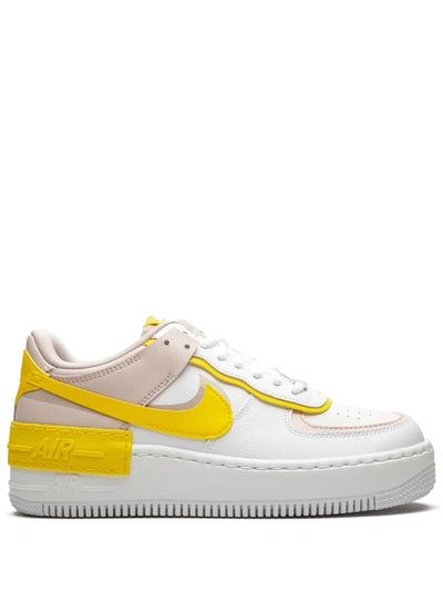 Nike Air Force 1 Shadow Sneakers In White And Yellow In White/barely Rose/platinum Violet/speed Yellow