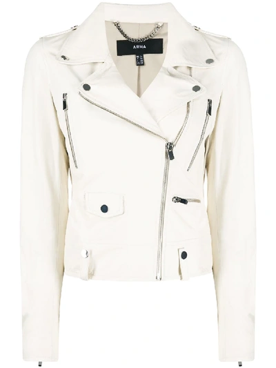 Arma Zipped Biker Jacket In Neutrals