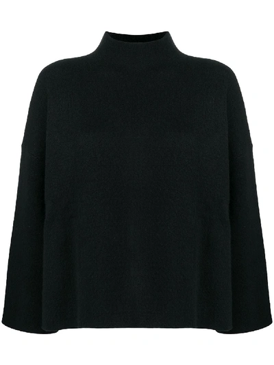 Allude Funnel-neck Flared Top In Black