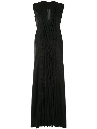 Rick Owens Tie Front Maxi Dress In Black