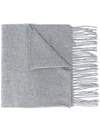 Moschino Logo-embroidered Fringed Scarf In 灰色